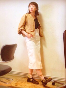 「サンダルに靴下」｜「アイテム（ノーカラージャケット）」を使った、sakkiさん（レディース・160cm）の春コーディネート