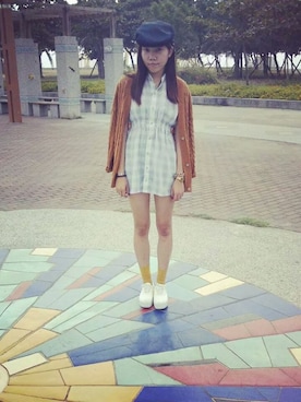 「アイテム（キャスケット）」を使った、Anla さん（レディース・163cm・10代）の秋コーディネート