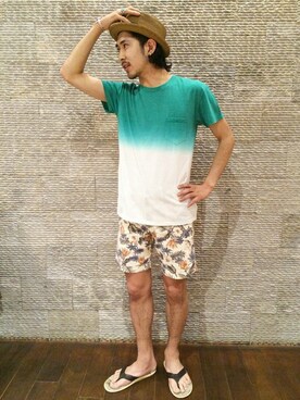 「SHIPS JET BLUE（シップスジェットブルー）のアイテム（サンダル）」を使った、平野さん（メンズ・175cm）の夏コーディネート