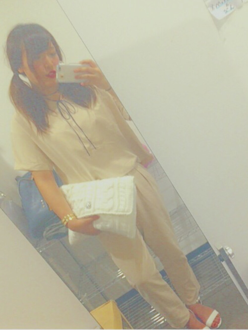 「FREE'S MARTのアイテム（シャツ/ブラウス、ベージュ系）」を使った、shellymayさん（レディース・162cm）の夏コーディネートの1枚目の写真