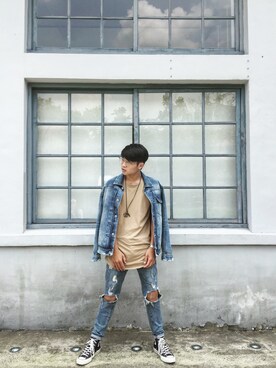 「アイテム（メガネ、ホワイト系）」を使った、Donisさん（メンズ・174cm）の夏コーディネート