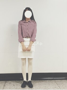 「UNIQLO（ユニクロ）のアイテム（シャツ/ブラウス、レッド系）」を使った、Flower.Jさん（レディース・166cm）の秋コーディネート