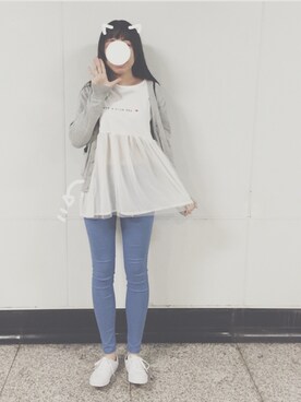 「VANS（バンズ）の[ヴァンズ]VANS AUTHENTIC ムジ スニーカー（スニーカー、ホワイト系）」を使った、Flower.Jさん（レディース・166cm）の秋コーディネート
