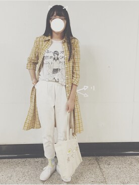 「VANS（バンズ）の[ヴァンズ]VANS AUTHENTIC ムジ スニーカー（スニーカー、ホワイト系）」を使った、Flower.Jさん（レディース・166cm）の秋コーディネート