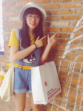 「TYAKASHAのアイテム（バッグ、ホワイト系）」を使った、Flower.Jさん（レディース・166cm）の夏コーディネート