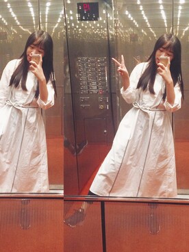 「UNIQLO（ユニクロ）のアイテム（ワンピース/ドレス、ホワイト系）」を使った、Flower.Jさん（レディース・166cm）の秋コーディネート