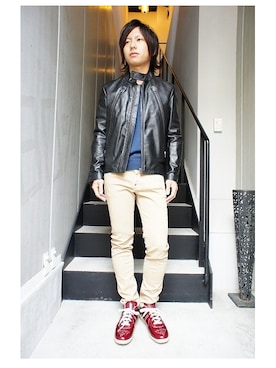 「DSQUARED2（ディースクエアード）のアイテム（その他パンツ）」を使った、JINYAさん（メンズ・166cm）の冬コーディネート