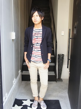 「DSQUARED2（ディースクエアード）のアイテム（その他パンツ）」を使った、JINYAさん（メンズ・166cm）の春コーディネート