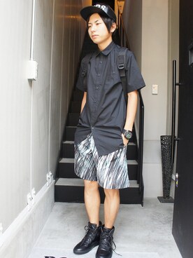 「SUNDAY21（サンデイ21）のアイテム」を使った、JINYAさん（メンズ・166cm）の夏コーディネート