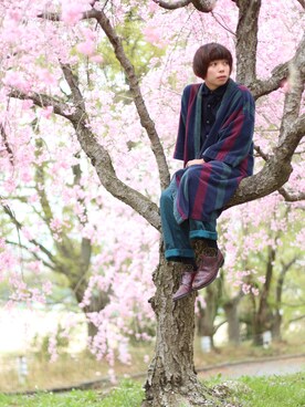 「ピクニック」｜「アイテム（その他アウター）」を使った、ささいこれまるさん（メンズ・170cm）の春コーディネート