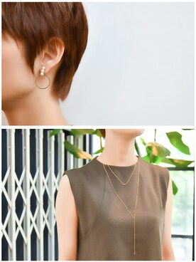 「ゴールドアクセ」｜JEWEL ADDICT STAFFさん（レディース・165cm）の夏コーディネート