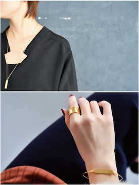 「スキッパーシャツ」｜「アイテム（アクセサリー）」を使った、JEWEL ADDICT STAFFさん（レディース・165cm）の秋コーディネート