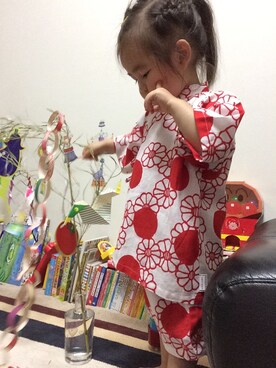 「アイテム（セットアップ、ホワイト系）」を使った、ri_______*さん（キッズ・90cm）の夏コーディネート