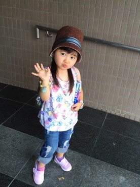 「fafa（フェフェ）のアイテム（Tシャツ/カットソー）」を使った、ri_______*さん（キッズ・90cm）の夏コーディネート