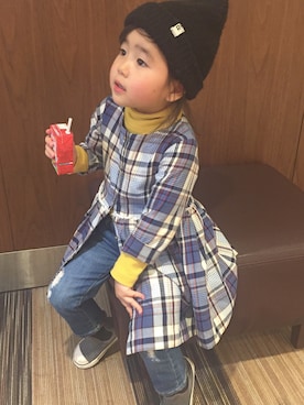 「Lee（リー）のアイテム（パンツ）」を使った、ri_______*さん（キッズ・90cm）の冬コーディネート