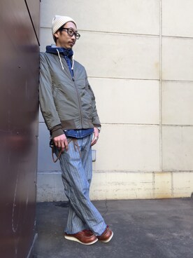 「春物」｜「アイテム（ナイロンジャケット）」を使った、Daiki habaさん（メンズ・165cm）の冬コーディネート