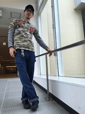 「AVIREX（アヴィレックス）のavirex/アヴィレックス/ MESH CAP AVIREX MFG/メッシュ　キャップ　AVIREX MFG（キャップ）」を使った、Daiki habaさん（メンズ・165cm）の春コーディネート