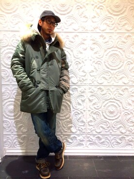 「フユコーデ」｜「アイテム（ミリタリージャケット）」を使った、Daiki habaさん（メンズ・165cm）の冬コーディネート