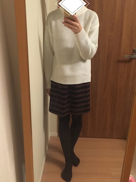 「靴下屋（クツシタヤ）のTABIO LEG LABO/ ふわふわ裏起毛アンゴラ混タイツ（タイツ/ストッキング）」を使った、プラス◡̈⃝︎さん（レディース・163cm）の冬コーディネート