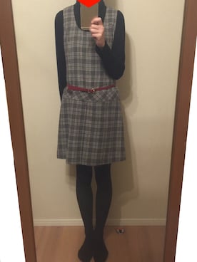 「靴下屋（クツシタヤ）のTABIO LEG LABO/ ふわふわ裏起毛アンゴラ混タイツ（タイツ/ストッキング）」を使った、プラス◡̈⃝︎さん（レディース・163cm）の冬コーディネート