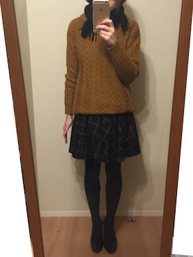 「靴下屋（クツシタヤ）のTABIO LEG LABO/ ふわふわ裏起毛アンゴラ混タイツ（タイツ/ストッキング）」を使った、プラス◡̈⃝︎さん（レディース・163cm）の冬コーディネート