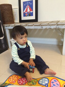 「1歳3ヶ月」｜「アイテム（サロペット/オーバーオール）」を使った、HIROさん（キッズ・80cm）の冬コーディネート