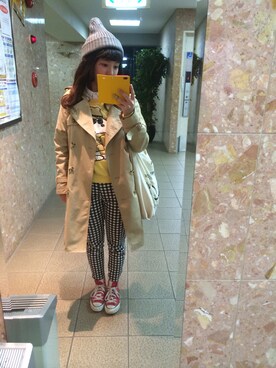 「オールスター」｜「アイテム（トレンチコート）」を使った、これちゃんさん（レディース・153cm）の春コーディネート