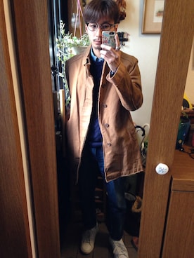 「MK MICHEL KLEIN HOMME （エムケーミッシェルクランオム）のアイテム（ステンカラーコート）」を使った、taiyo-smileさん（メンズ・165cm）の冬コーディネート