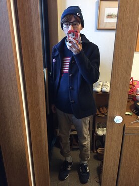 「星条旗」｜「アイテム（ピーコート）」を使った、taiyo-smileさん（メンズ・165cm）の秋コーディネート