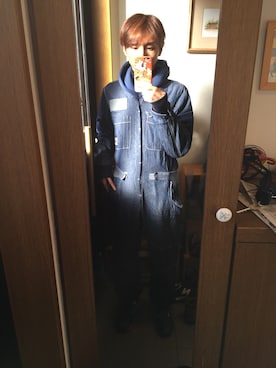 「CHUMS（チャムス）のアイテム（オールインワン・サロペット）」を使った、taiyo-smileさん（メンズ・165cm）の冬コーディネート