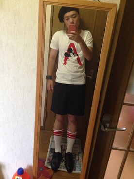 「UU（ユニクロ　アンダーカバー）のアイテム（Tシャツ/カットソー、ホワイト系）」を使った、nozomuさん（メンズ・170cm）の夏コーディネート