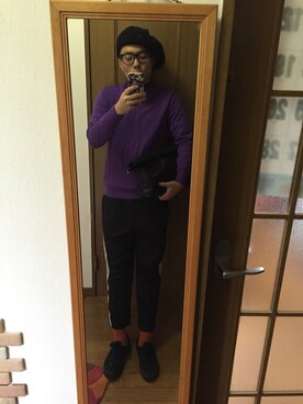 「OVERRIDE（オーバーライド）のアイテム（ハンチング/ベレー帽、ブラック系）」を使った、nozomuさん（メンズ・170cm）の秋コーディネート