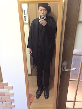 「UNIQLO（ユニクロ）のアイテム（ニット/セーター、ブラック系）」を使った、nozomuさん（メンズ・170cm）の冬コーディネート