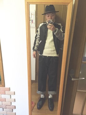 「URBAN RESEARCH DOORS（アーバンリサーチドアーズ）のアイテム（ニット/セーター、ホワイト系）」を使った、nozomuさん（メンズ・170cm）の冬コーディネート