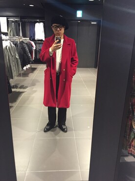 「ワイドスラックス」｜「アイテム（チェスターコート）」を使った、nozomuさん（メンズ・170cm）の冬コーディネート