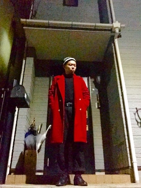 「Supreme （シュプリーム）のアイテム（ニットキャップ/ビーニー、ブラック系）」を使った、nozomuさん（メンズ・170cm）の冬コーディネート