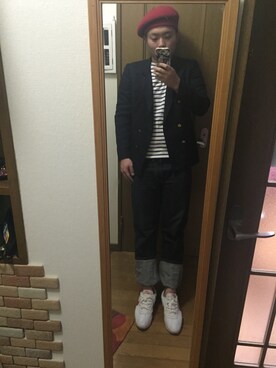 「BURBERRY（バーバリー）のアイテム（テーラードジャケット、ブルー系）」を使った、nozomuさん（メンズ・170cm）の春コーディネート