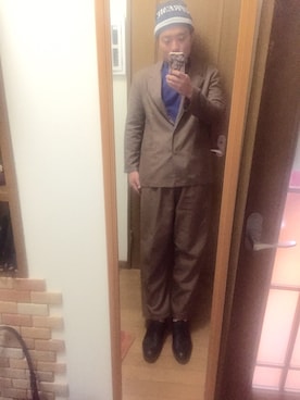 「alfred dunnerのアイテム（セットアップ、ブラウン系）」を使った、nozomuさん（メンズ・170cm）の春コーディネート
