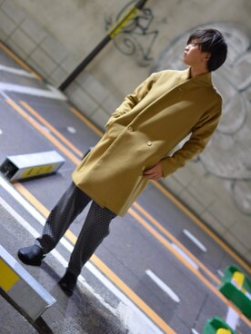 「AUTTAA」｜「アイテム（その他アウター）」を使った、砂場京介さん（メンズ・173cm）の秋コーディネート