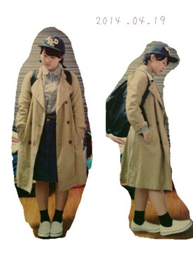 「ギンガムシャツ」｜「アイテム（シューズ）」を使った、mayuさん（レディース・155cm）の春コーディネート