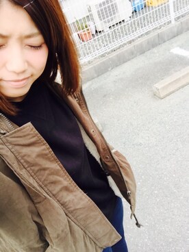 「GU（ジーユー）のアイテム（スウェット、ブラック系）」を使った、hibikiさん（レディース・153cm）の冬コーディネート