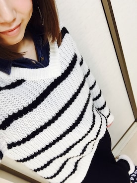 「one way（ワンウェイ）のアイテム（ニット/セーター、ホワイト系）」を使った、hibikiさん（レディース・153cm）の冬コーディネート