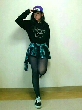 「plaid」｜「アイテム（帽子）」を使った、shuangalongさん（レディース・162cm）の秋コーディネート