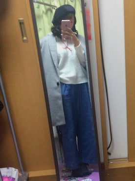 「雨」｜「アイテム（ハンチング/ベレー帽）」を使った、まいにゃんさん（レディース・160cm）の冬コーディネート