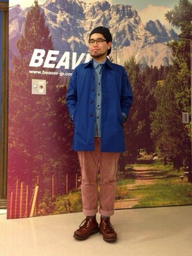 「ナイロンジャケット」｜「アイテム（ステンカラーコート）」を使った、maeyamaさん（メンズ・170cm）の冬コーディネート