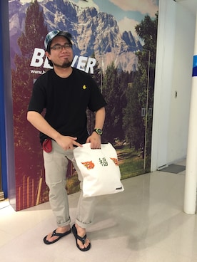 「Lightning Bolt（ライトニングボルト）のアイテム（帽子）」を使った、maeyamaさん（メンズ・170cm）の夏コーディネート