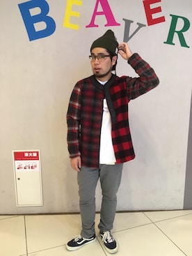 「AlexanderLeeChang（アレキサンダーリーチャン）のアイテム（帽子）」を使った、maeyamaさん（メンズ・170cm）の秋コーディネート