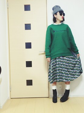 「花柄 スカート」｜「アイテム（ブーツ）」を使った、norisandesukaさん（レディース・166cm）の秋コーディネート
