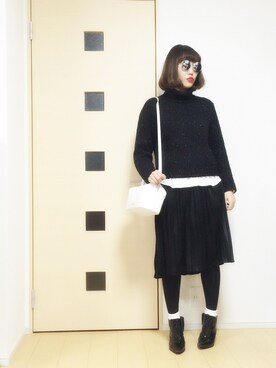 「靴下チラ見せ」｜「アイテム（ブーティ）」を使った、norisandesukaさん（レディース・166cm）の冬コーディネート