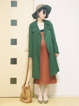 「茶色」｜「アイテム（トレンチコート）」を使った、norisandesukaさん（レディース・166cm）の秋コーディネート